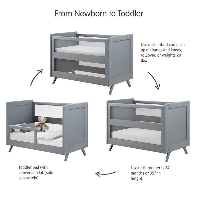 BreathableBaby Breathable Mesh 3-in-1 Convertible Crib, Greenguard Gold Certified