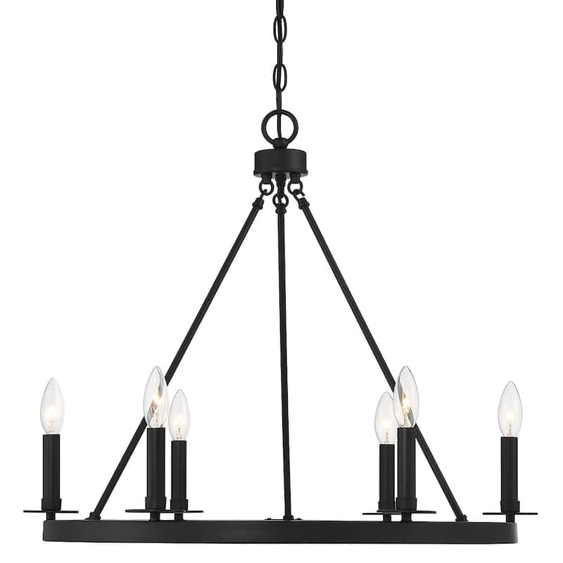 Meridian M10093 6 Light 26" Wide Taper Candle Style Chandelier - Matte Black