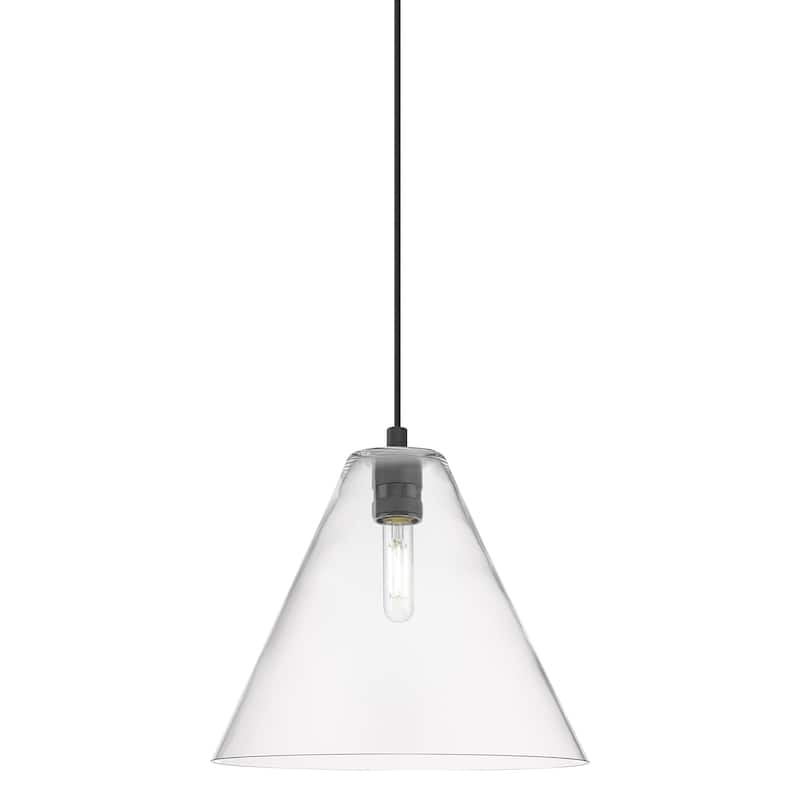 Innovations Lighting 434-1P-11-12 Crown Point Pendant Cone Crown Point - Matte Black / Clear