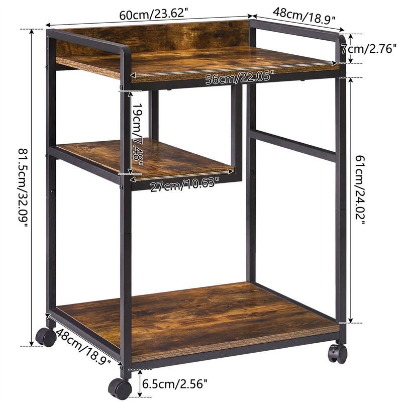 Mobile Printer Stand with Wheels - 32x18x23