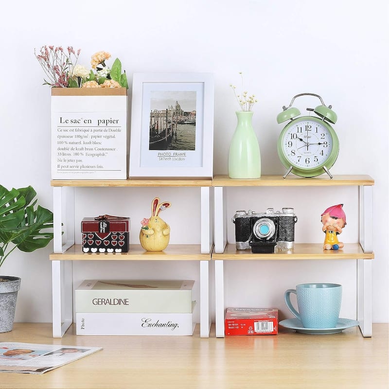 Stackable Kitchen Cabinet Shelves Organizer