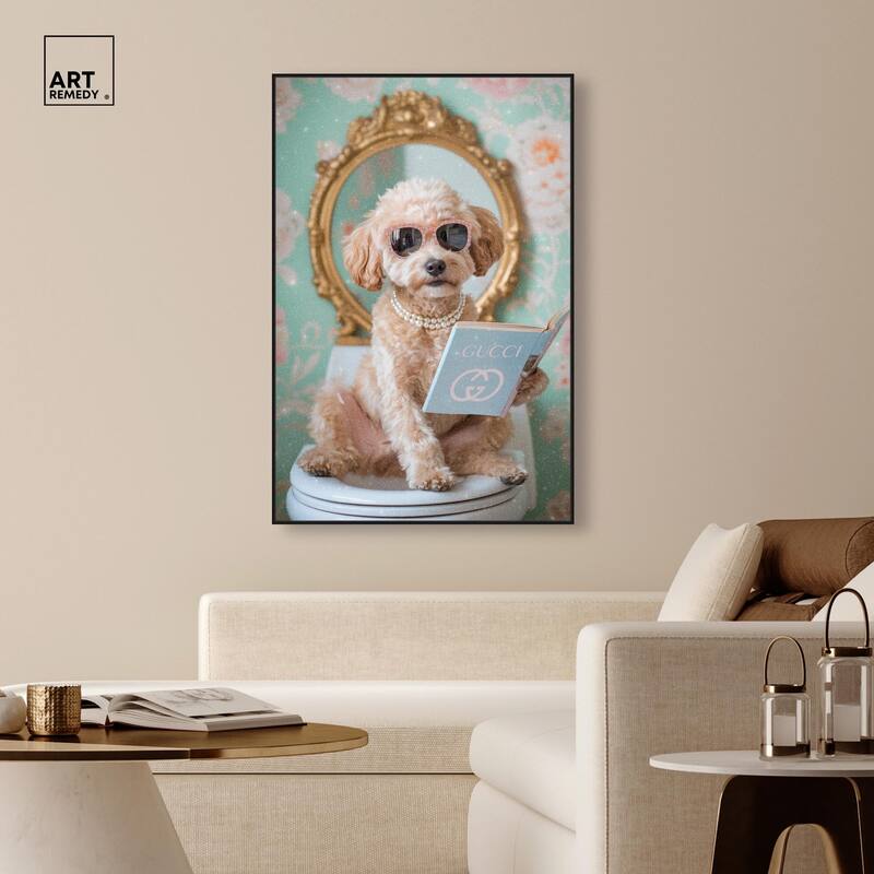 Goldendoodle Toilet Time Canvas by Art Remedy