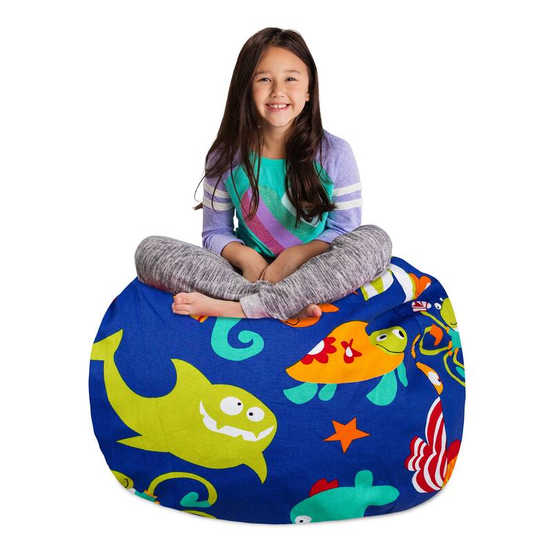 Kids' Stuffed Animal Storage Bean Bag Chair Cover or Toy Organizer