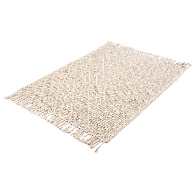 ECARPETGALLERY Braid weave Sienna Cream Wool Rug - 5'1 x 6'11