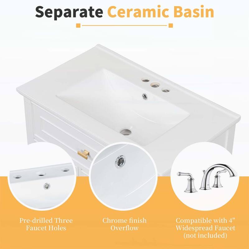Freestanding Vanity Set with One Flip Drawer and Two Drawers,Adjustable Shelf