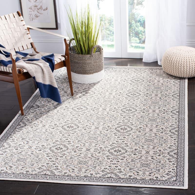 SAFAVIEH Montage Engeliene Indoor/ Outdoor Waterproof Patio Backyard Rug - 3' x 5' - Ivory/Grey