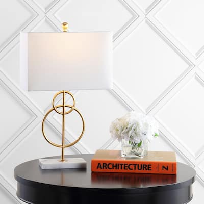Gregory 26" Modern Circle Marble/Metal LED Table Lamp, Gold by JONATHAN Y