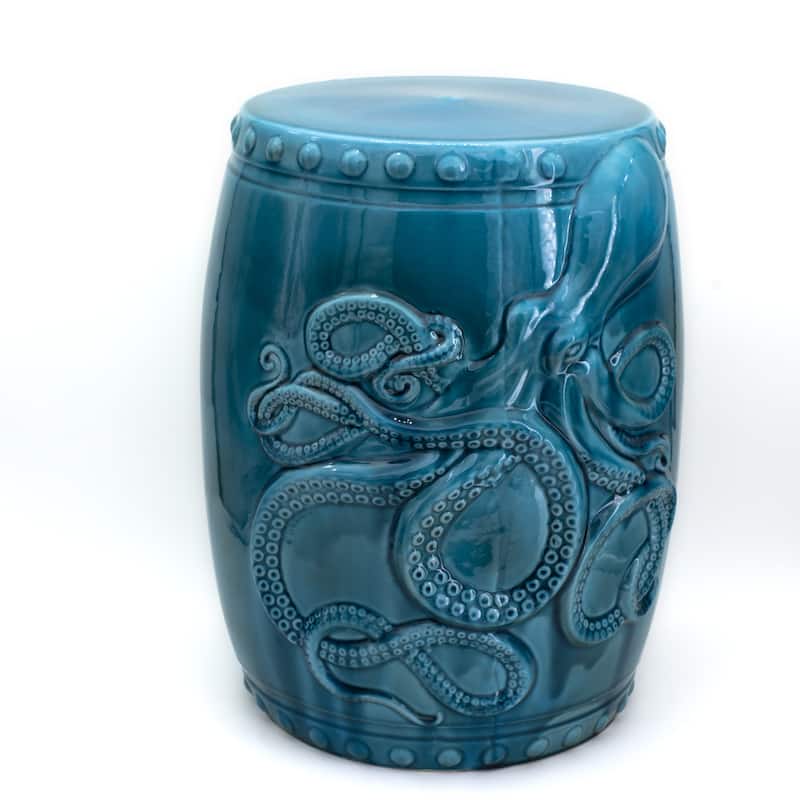 Euro Ceramica Grotto Ceramic 18" Kraken Tropical Garden Stool