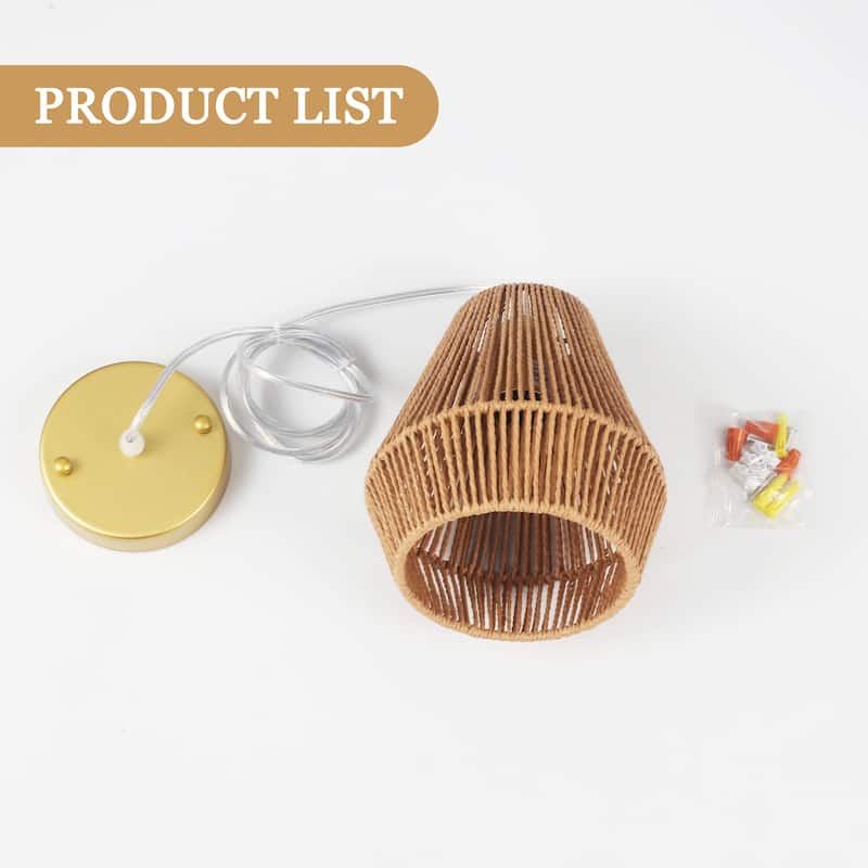 Boho Coastal 1-Light Hand-Woven Rattan Pendant Light for Kitchen Island Hallway (Set Of 2) - 7.28 in