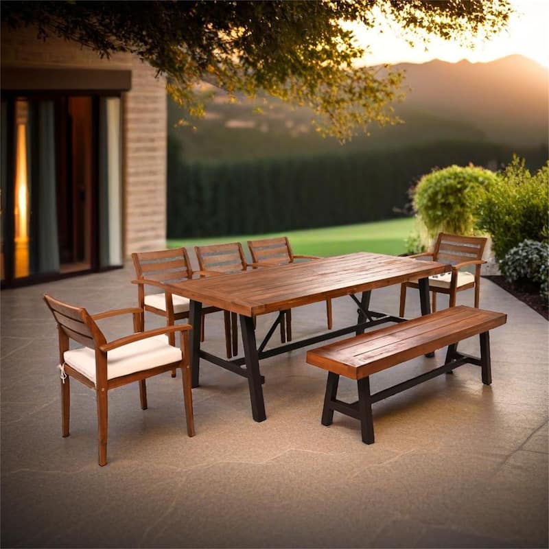 Outdoor Wood Dining Set For 7-8 Person - Acacia Wood