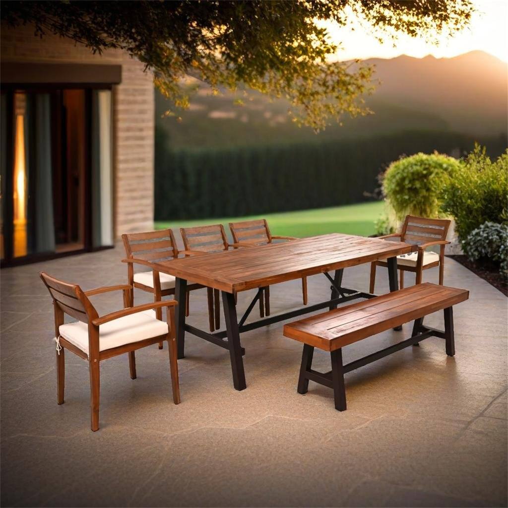 Outdoor Wood Dining Set For 7-8 Person