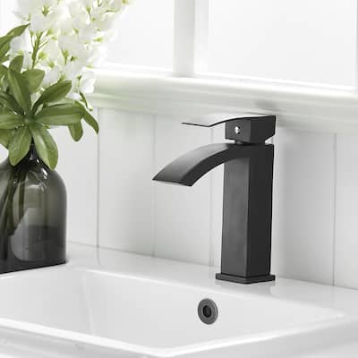 Single Hole Single-Handle Matte Black Bathroom Faucet