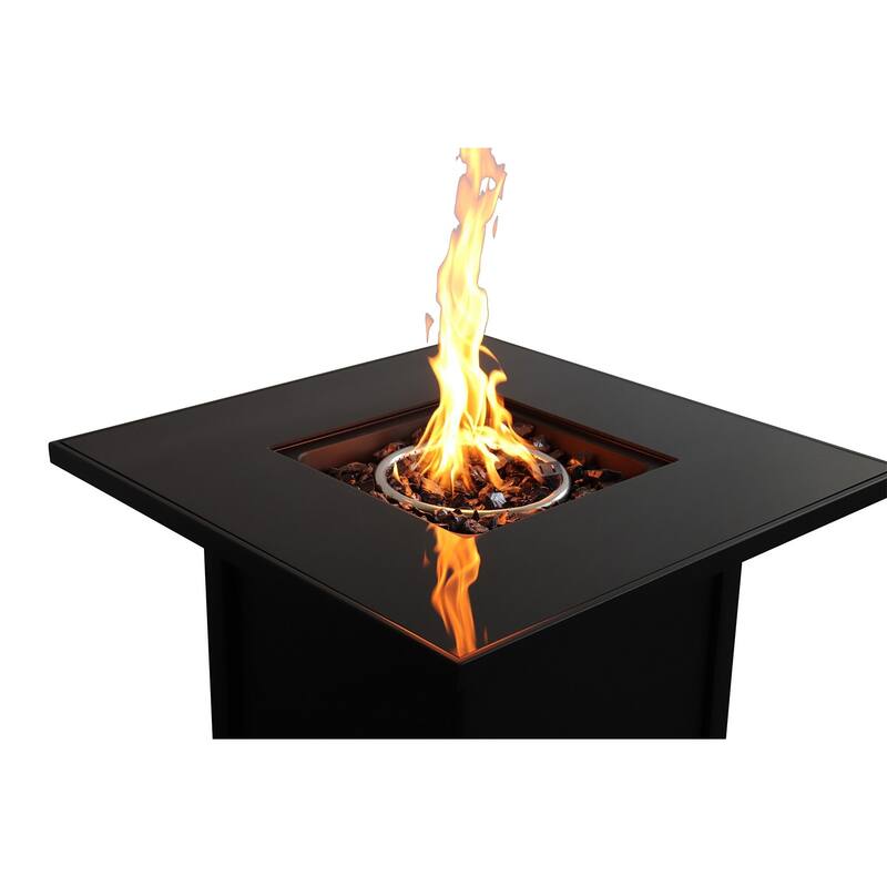 30" Outdoor Rectangle Fire Pit Table in Black