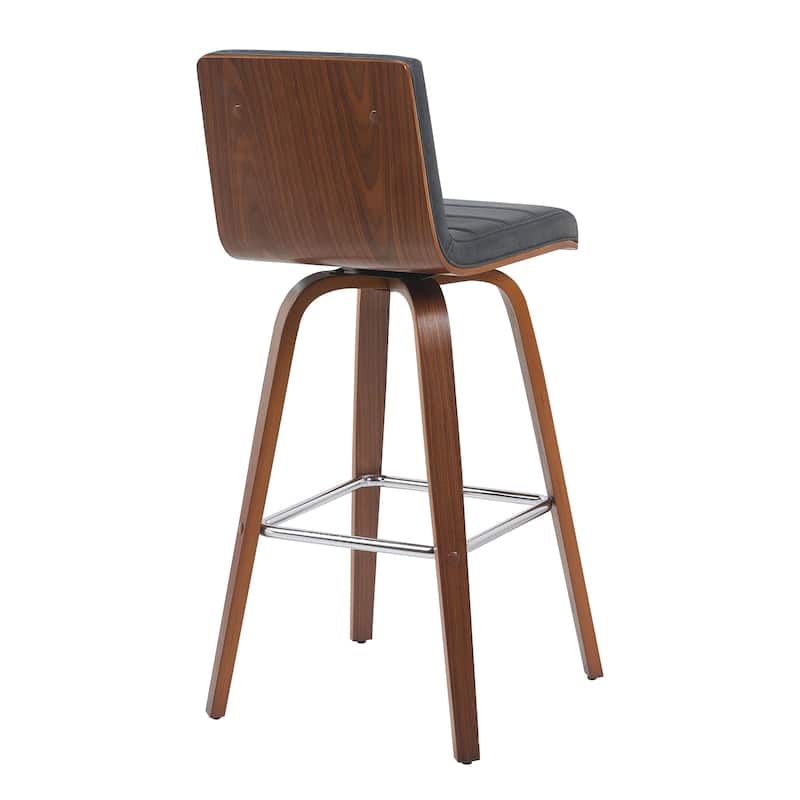 Skara Swivel Bar Stool, Upholstered Bar Height Chair with Bentwood Frame