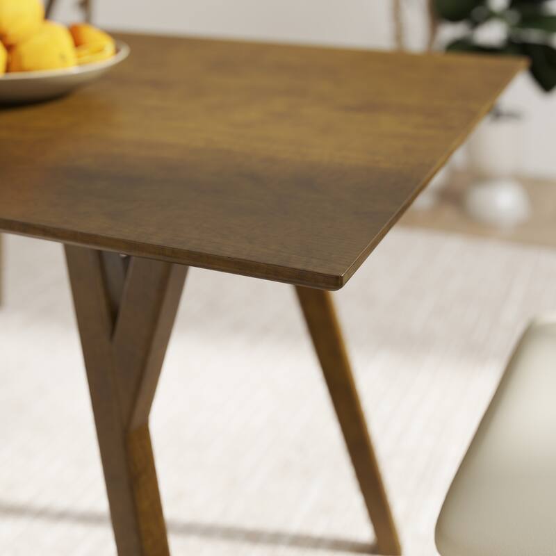 Roundhill Furniture Lavin Modern 5-Piece Dining Set, Walnut Finished Dining Table with 4 Curved Back Chairs