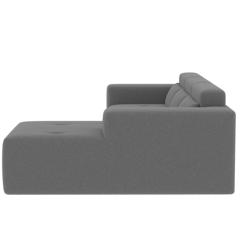109" Teddy Fabric L-Shaped Sectional Sofa, No Assembly