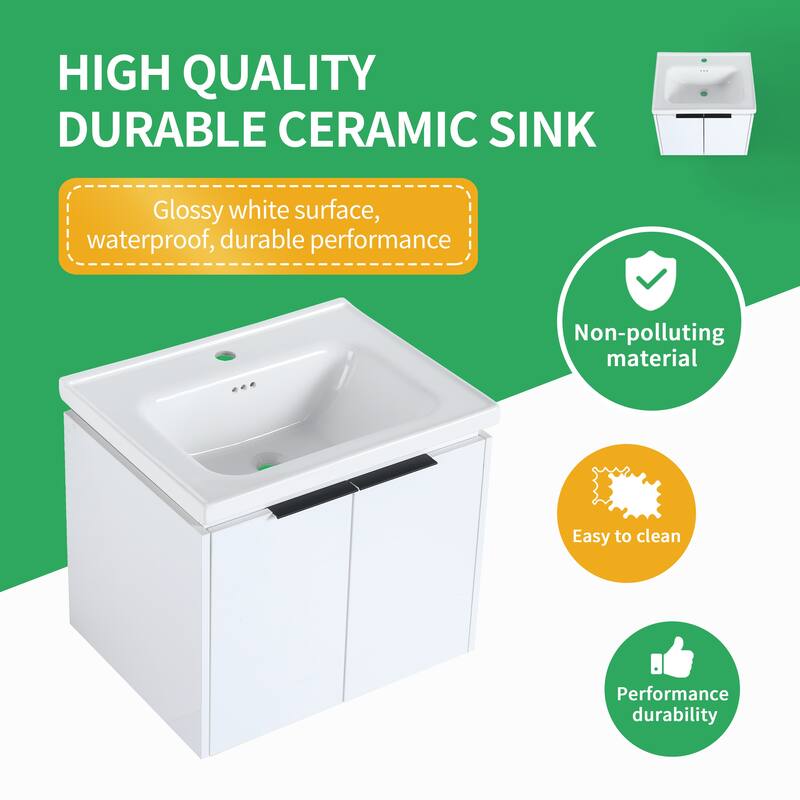 BNK 12/24/36/48/60 Inch Wall-Mounted Bathroom Vanity, Bathroom Cabinet with Doors or Side Shelves