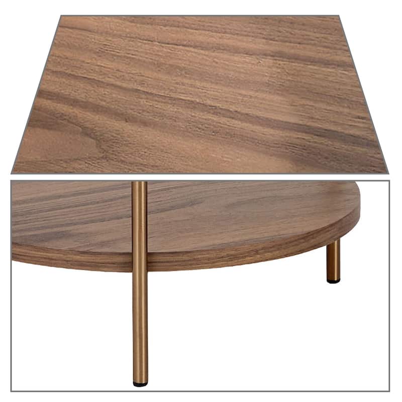 Classic Vintage 2 Piece Wooden Coffee Table Set with Metal Legs
