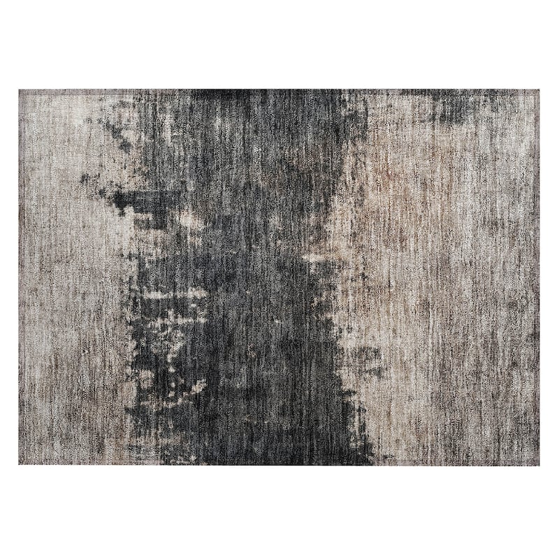 Machine Washable Indoor/ Outdoor Abstract Contemporary Chantille Rug
