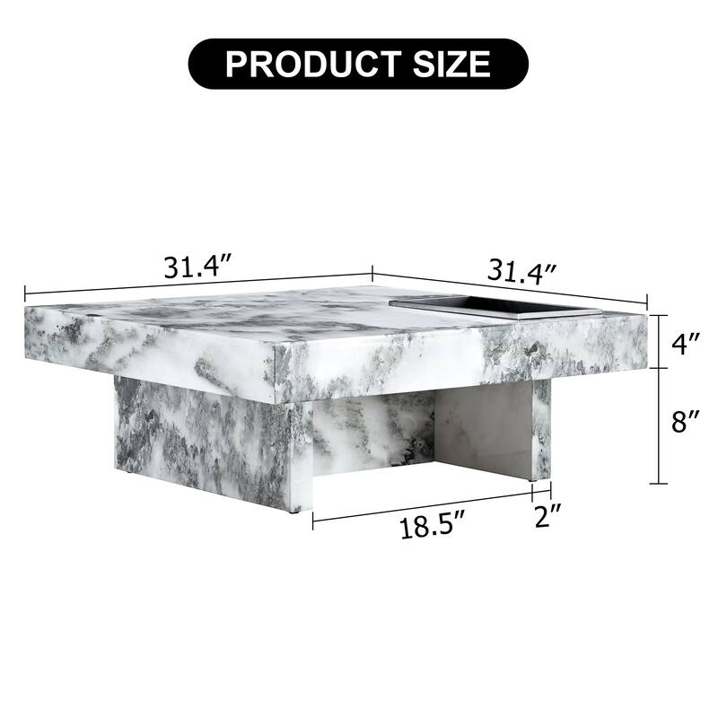 A modern and practical coffee table made of MDF material with black patterns. The fusion of elegance and natural fashion