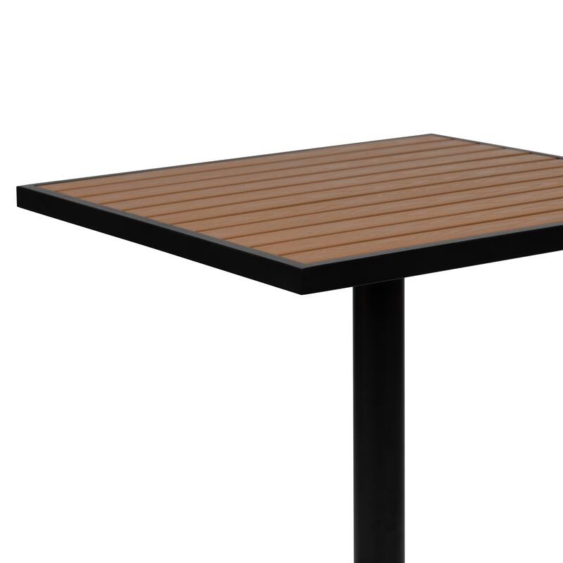 Outdoor Faux Teak Dining Table with Poly Slats - Patio Table - 30"W x 30"D x 30"H - 30"W x 30"D x 30"H