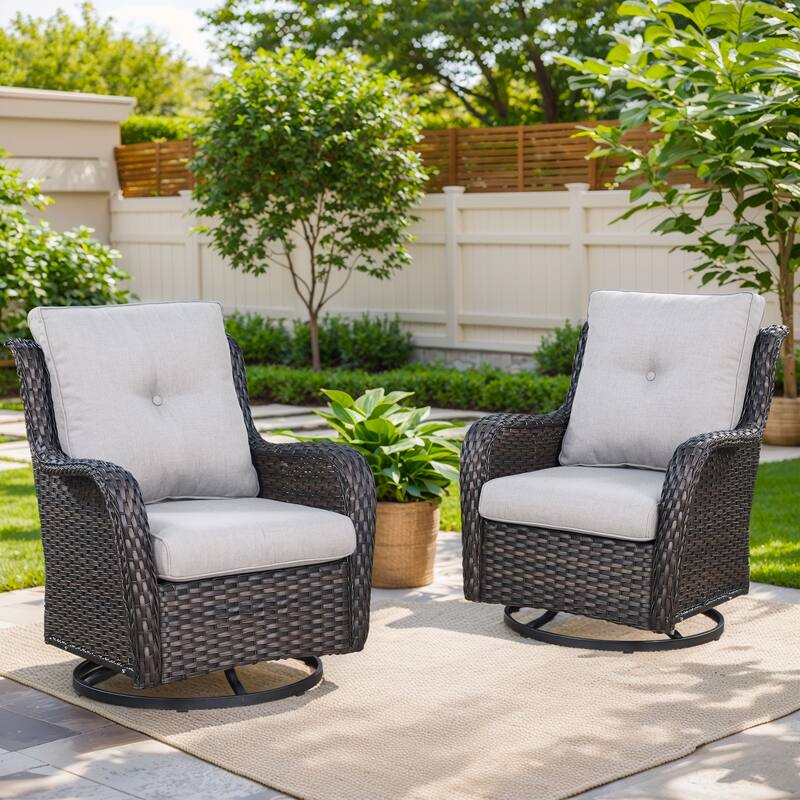 Pocassy Swivel Chairs with Cofee Table Brown-Beige - Brown