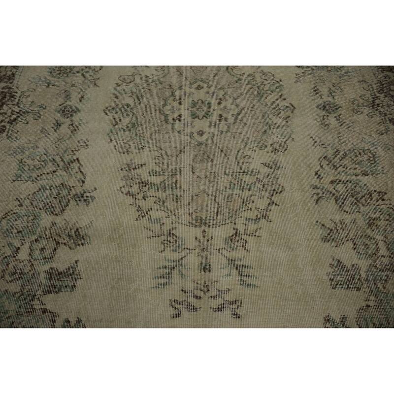 Hand Knotted Oriental 100% Wool Carpet Transitional Floral Beige & Ivories Anatolian Area Rug - 9' 5'' X 5' 9''