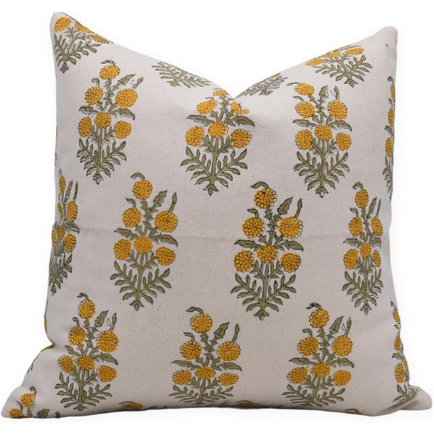 Fabdivine Handmade Orange Flower Bed or Living Room Décor Pillow Cover, Hajara