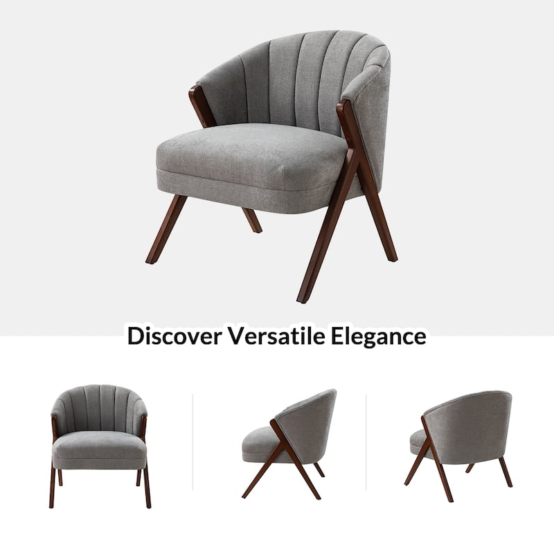 Vivian Mid-century Barrel Chair with a Scalloped Back by HULALA HOME