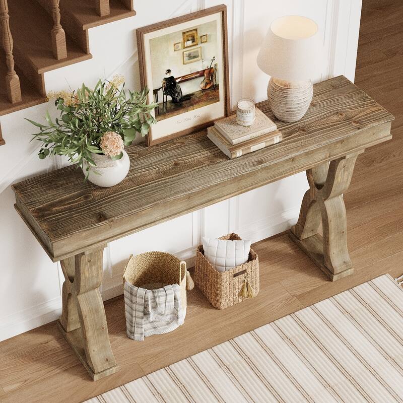 Solid Wood Console Table, Entryway Table, Long Sofa Side Hallway Foyer Table for Living Room