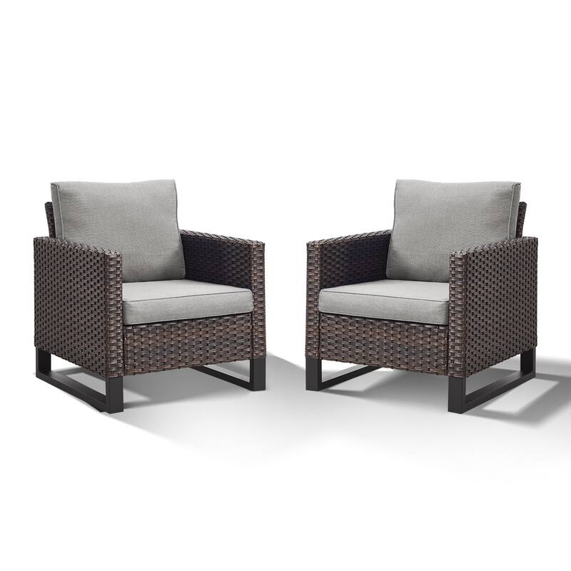 Patio PE Wicker Chair with Cushion Set of 2