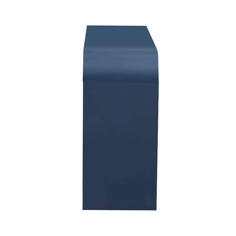 63-Inch Wave-Pattern Console Table with 4 Doors and Adjustable Shelf,Curved design Sofa Table Behind Couch