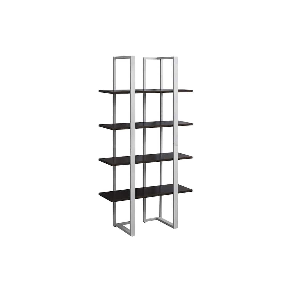 Bookshelf, Bookcase, Etagere, 4 Tier, 60"h, Office, Bedroom, Laminate, Metal, Contemporary, Modern