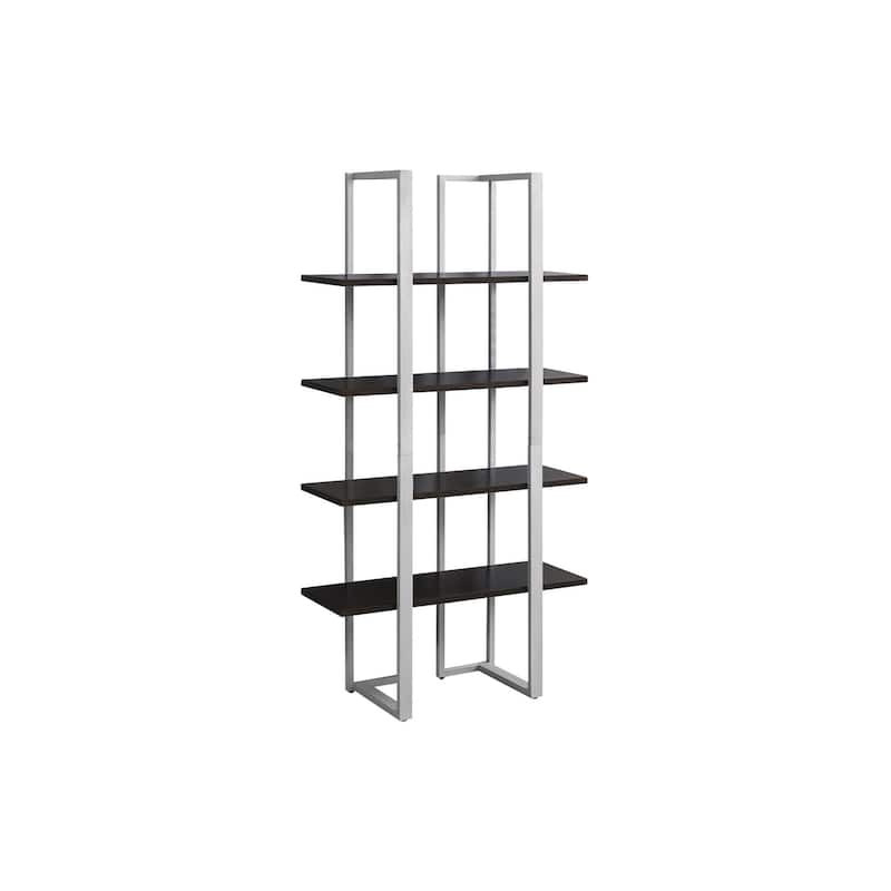 Bookshelf, Bookcase, Etagere, 4 Tier, 60"h, Office, Bedroom, Laminate, Metal, Contemporary, Modern