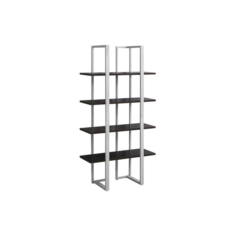 Modern 4 Tier Bookshelf, Contemporary 60"h Metal Frame Bookcase, for Living Room Office Bedroom - Espresso