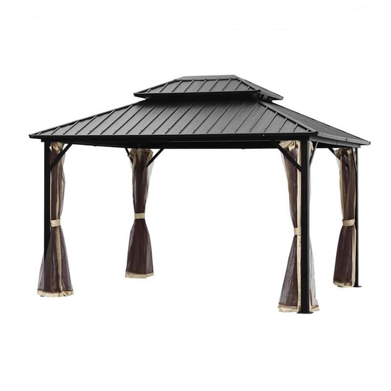 Outdoor Steel Gazebo Galvanized Steel Roof Aluminum Post Hardtop Gazebo