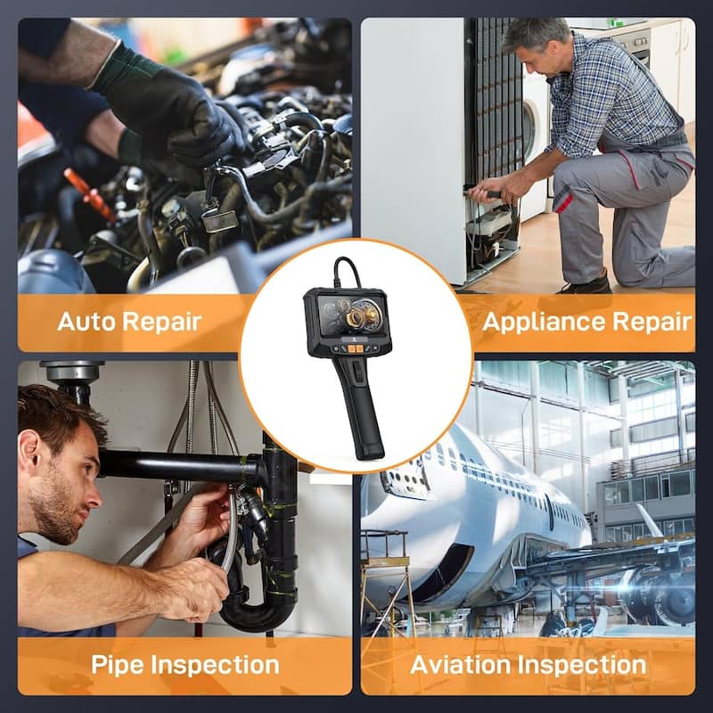 Dual Lens Serpentine Pipe Borescope 5-Inch IPS Screen - N/A
