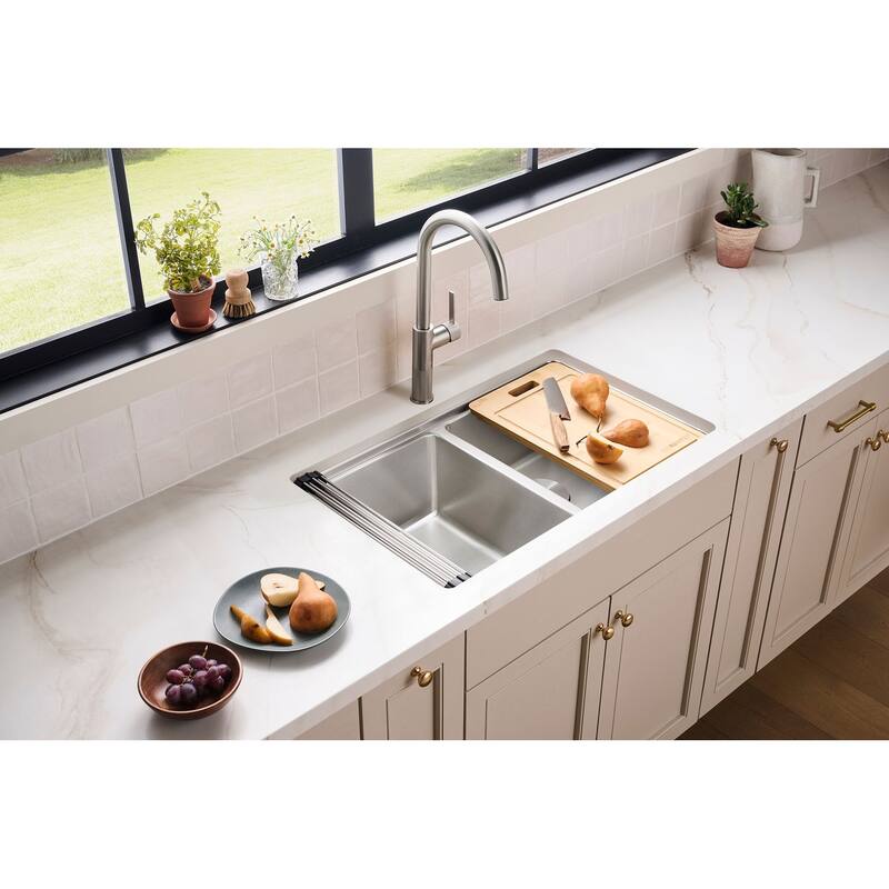 Ruvati 31-inch Undermount 50/50 Double Bowl Workstation 16 Gauge Stainless Steel Kitchen Sink – RVM5239