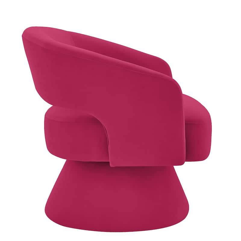 Rose Pink 27.5" Swivel Barrel Chair with Open Backrest