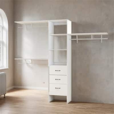 96" Coat Rack w/ 3 Adjustable Shelves,3 Expandable Hanger Rods,3 Drawers