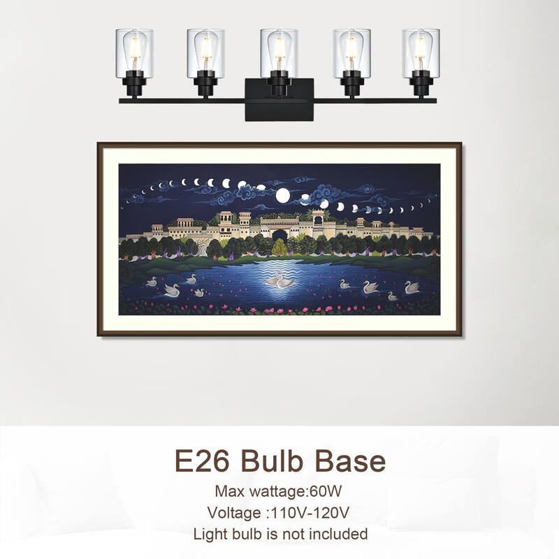 2-Light Modern Bathroom Light Fixtures with Clear Glass Shade