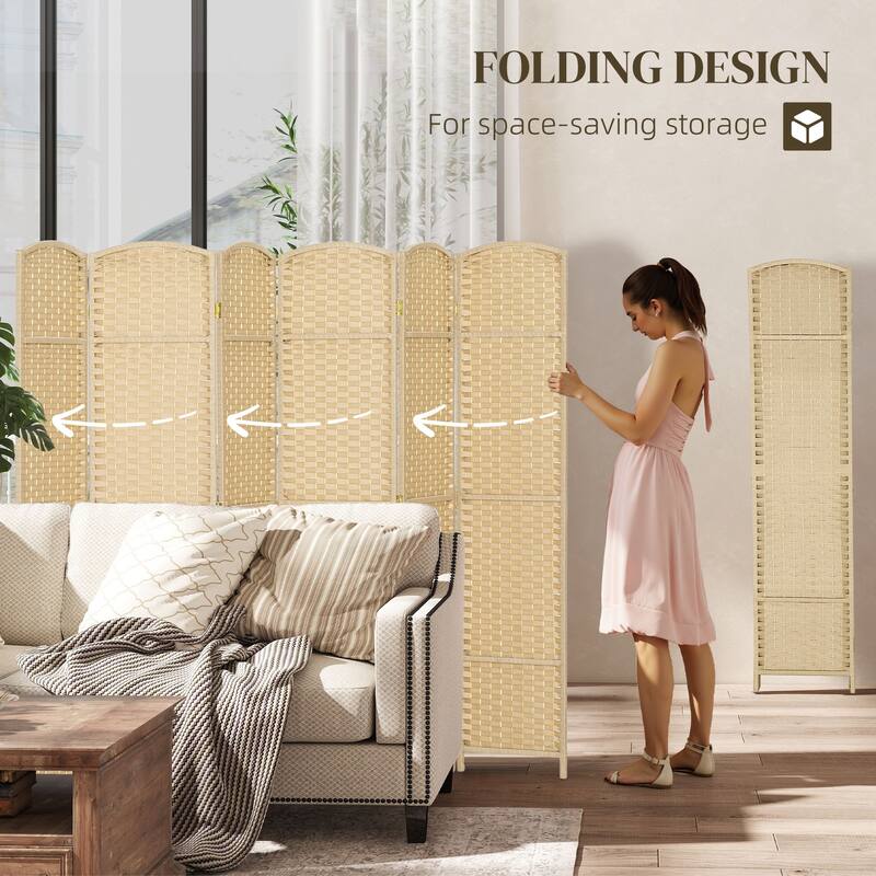 HOMCOM Room Divider, 6 Panel Folding Privacy Screen, 5.6' Tall Freestanding Wall Partition