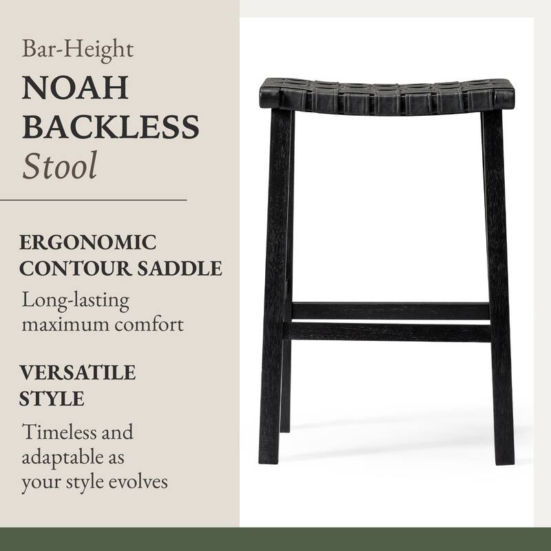 Maven Lane Noah Kitchen Dining Stool with Vegan Leather