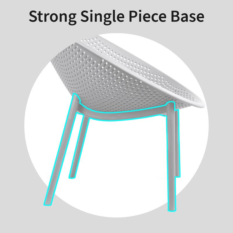 Set of 2 Modern Plastic Lounge Chair Plastic Legs with Polka Dots Spot Breathable for Patio Outdoor or Indoor Use