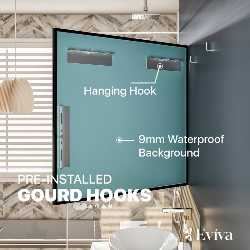 Eviva Black 36" x 30" Rectangular Black Metal Framed Mirror