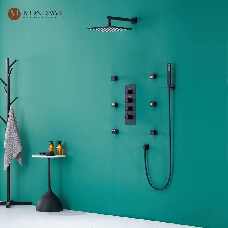 3 Functions Thermostatic LED Light Wall Mounted Shower System