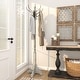 preview thumbnail 9 of 16, Gray Wood Vintage Style 12 Hook Scroll Coat Rack with Black Metal Hooks