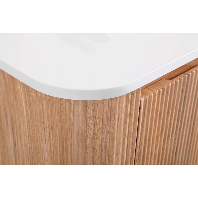 Wall Mounted Bathroom Vanity with Sink Curved Design