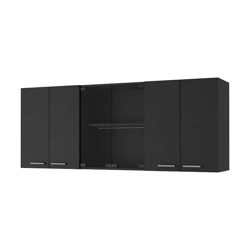 Shelton 59-inch Two Center Glass Doors Wall Cabinet