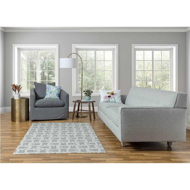 Criss Cross Bunnies Easter Chenille Rug